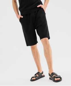 Bermuda en coton nid dabeille à taille élastiquée homme[MISSING]